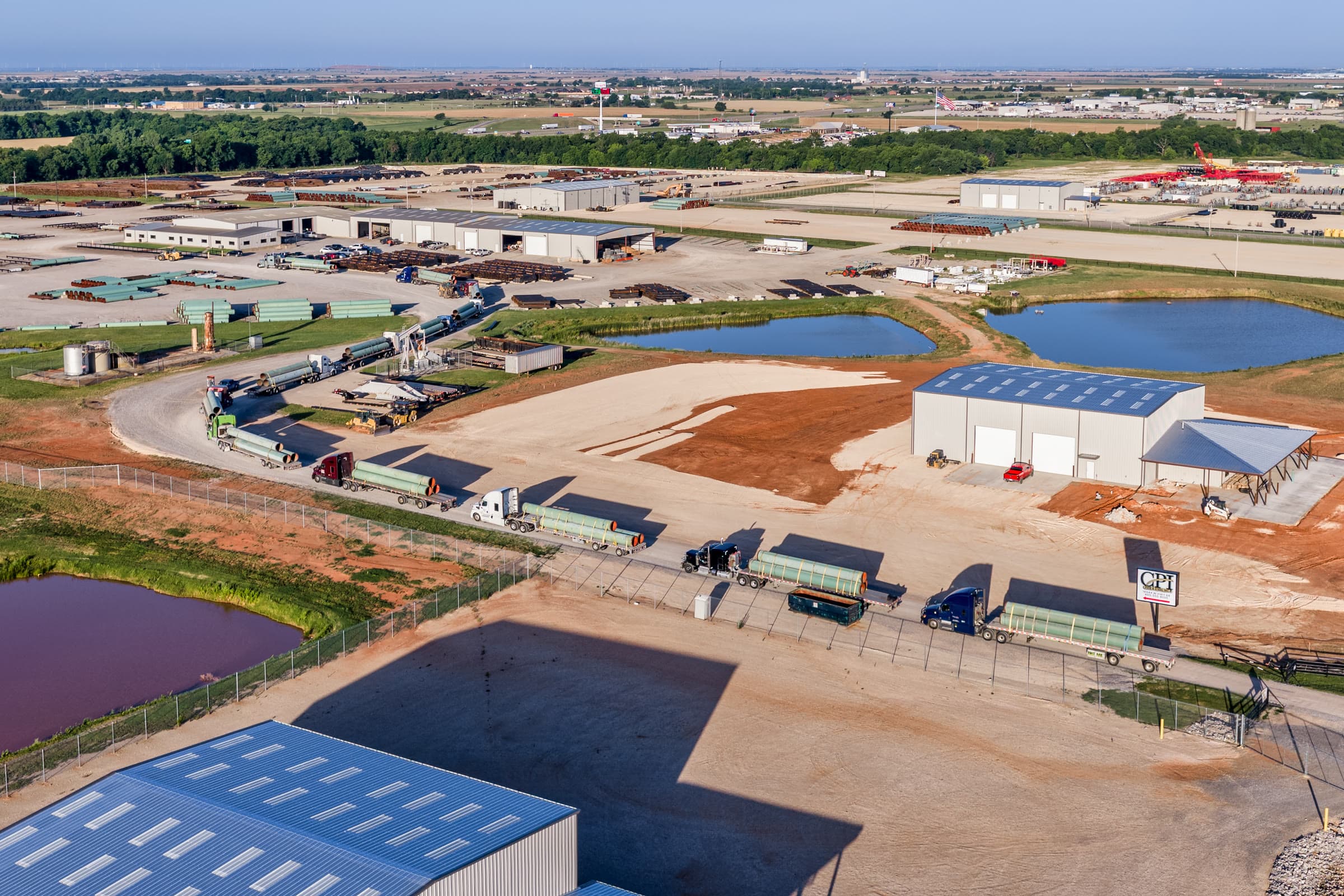 Construction progress aerial overview.