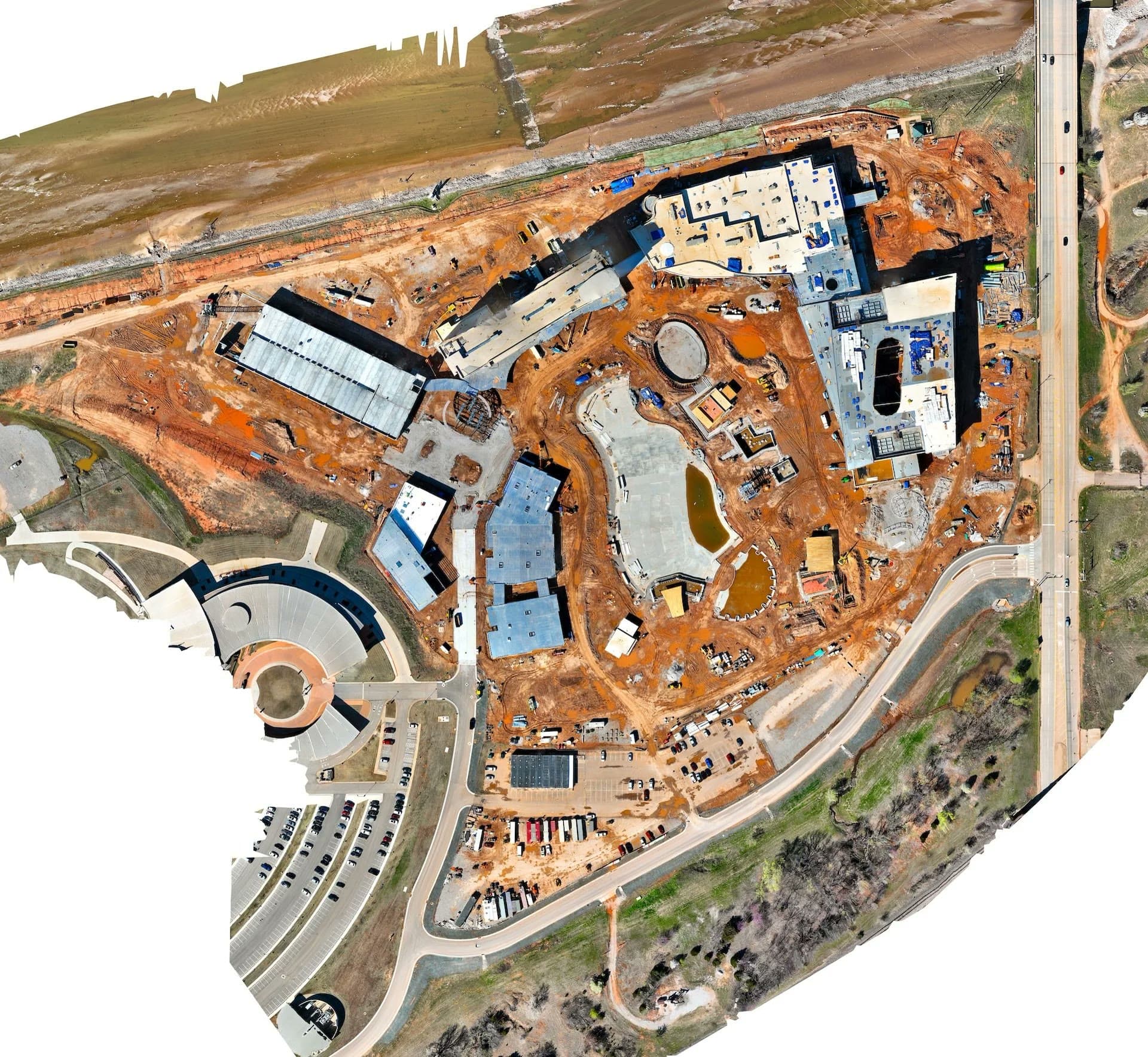 Orthomosaic map of a construction site generated from drone imagery
