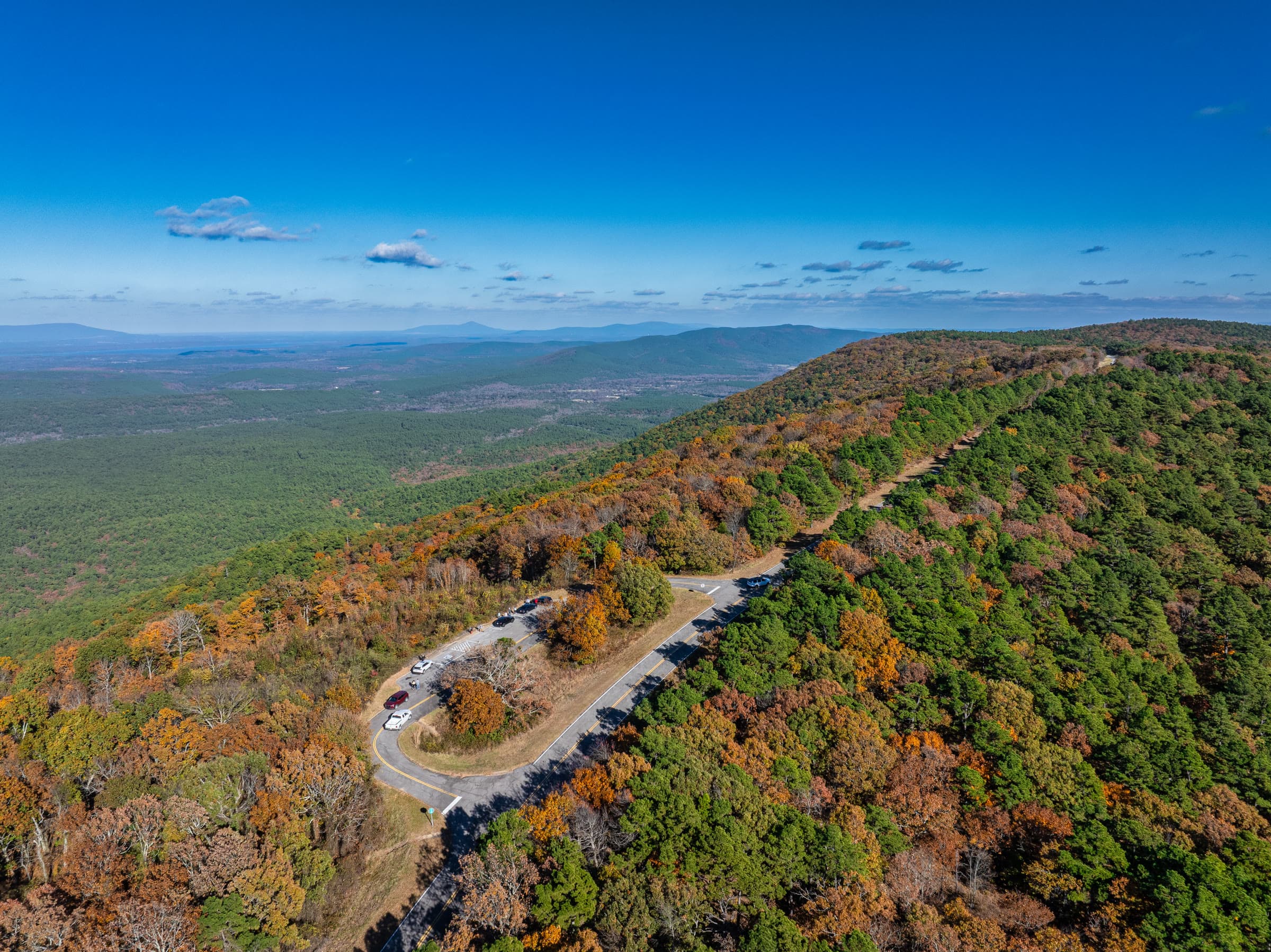 Fall foliage along the Talimena Scenic Byway.