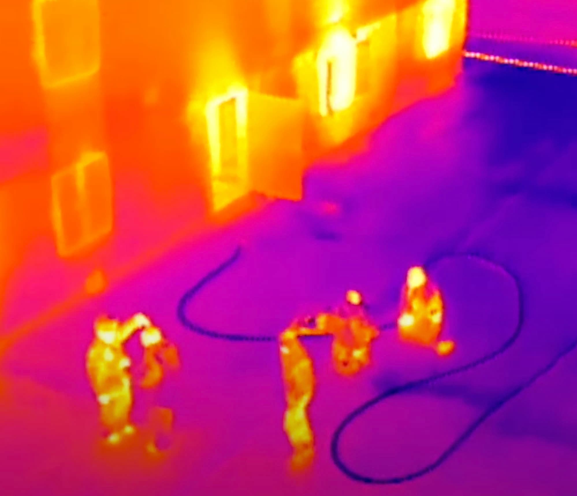 Radiometric thermal from the DJI Matrice 4 Thermal: heat signatures in the dark.